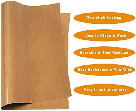 3 Pack PTFE Teflon Sheet 16 x 20" and 3 Rolls 10mm X 33m Heat Resistant Sublimation Tape for Heat Press Transfer Non Stick Paper Reusable Heat Resistant Craft Mat,Protects Iron,for Heat Press Machines