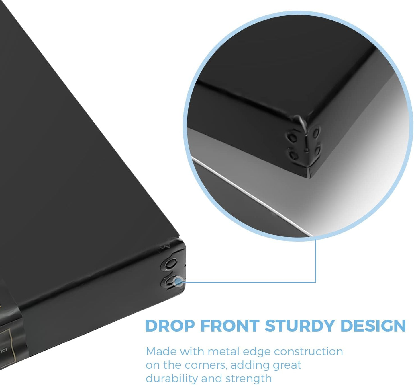 Lineco Museum Archival Storage Box, 11.75x17.75x1.5 in. Drop Front Design. Acid-Free with Metal Edge. Organize Photos, Pictures, Prints, Documents, Crafts, DIY. Black, 2 Pack