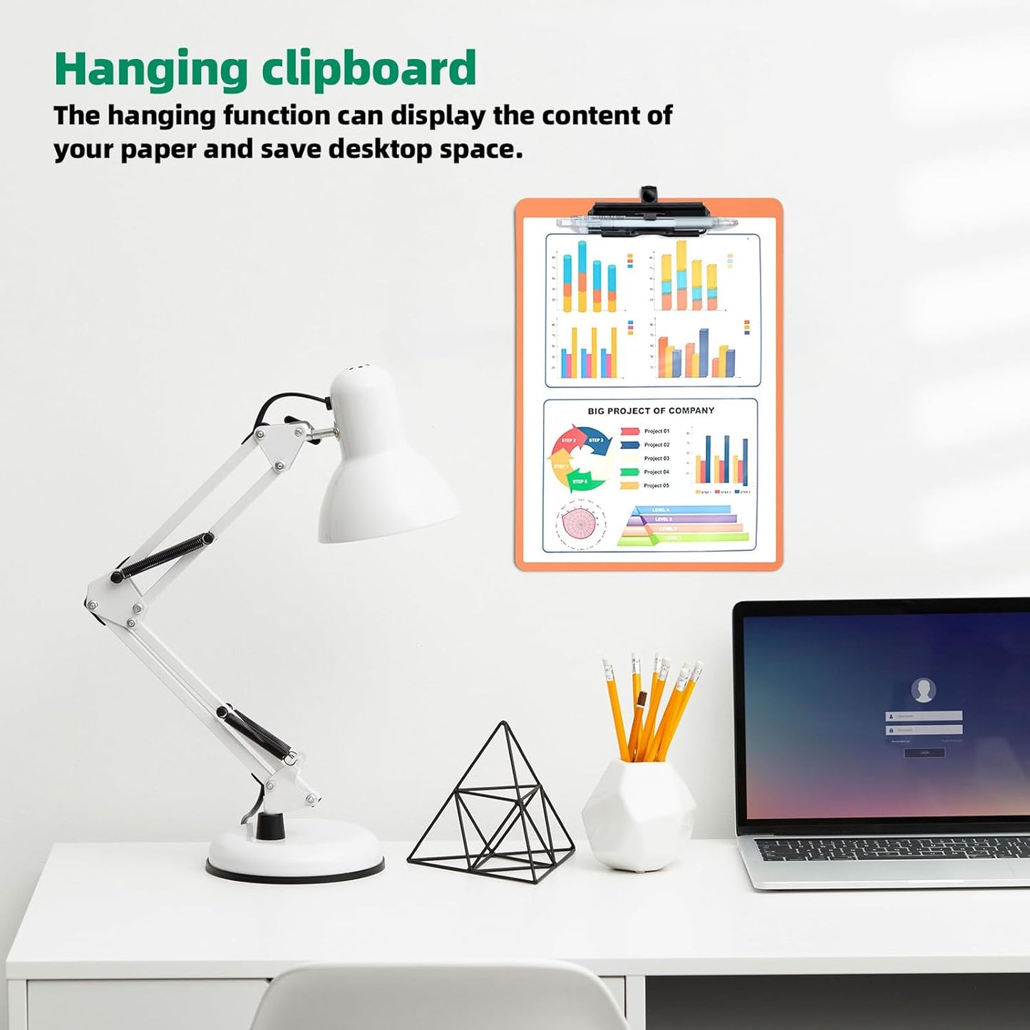 Orange Clipboard with Pen Holder, Set of 6 Plastic Clipboard with Low Profile Metal Clip, Hanging Clipboards Holds 8.5x11 Inch Papers, Standard A4 Letter Size Clip Boards for Office & School