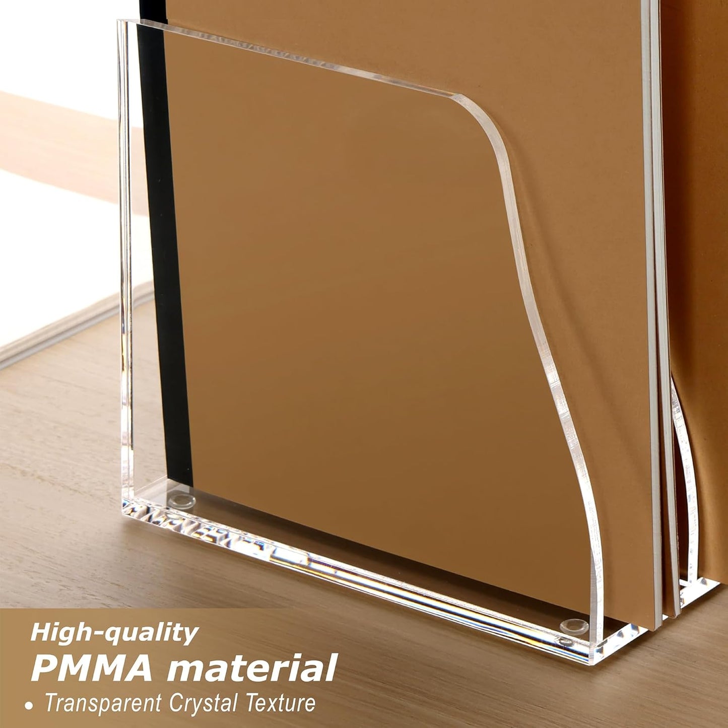 SANRUI Acrylic Desk File Organizer, 8 Vertical Compartments Clear Magazine File Holder Workspace Sorters, Folder Rack for Office Accessories Organization Storage