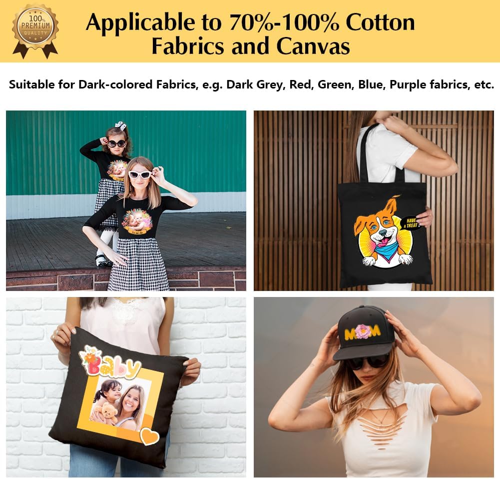 TransOurDream Dark Heat Transfer Paper for T Shirts (30 Sheets, 11x17") Printable HTV Heat Transfer Vinyl for Inkjet Printer Iron on Transfers for Dark Fabrics