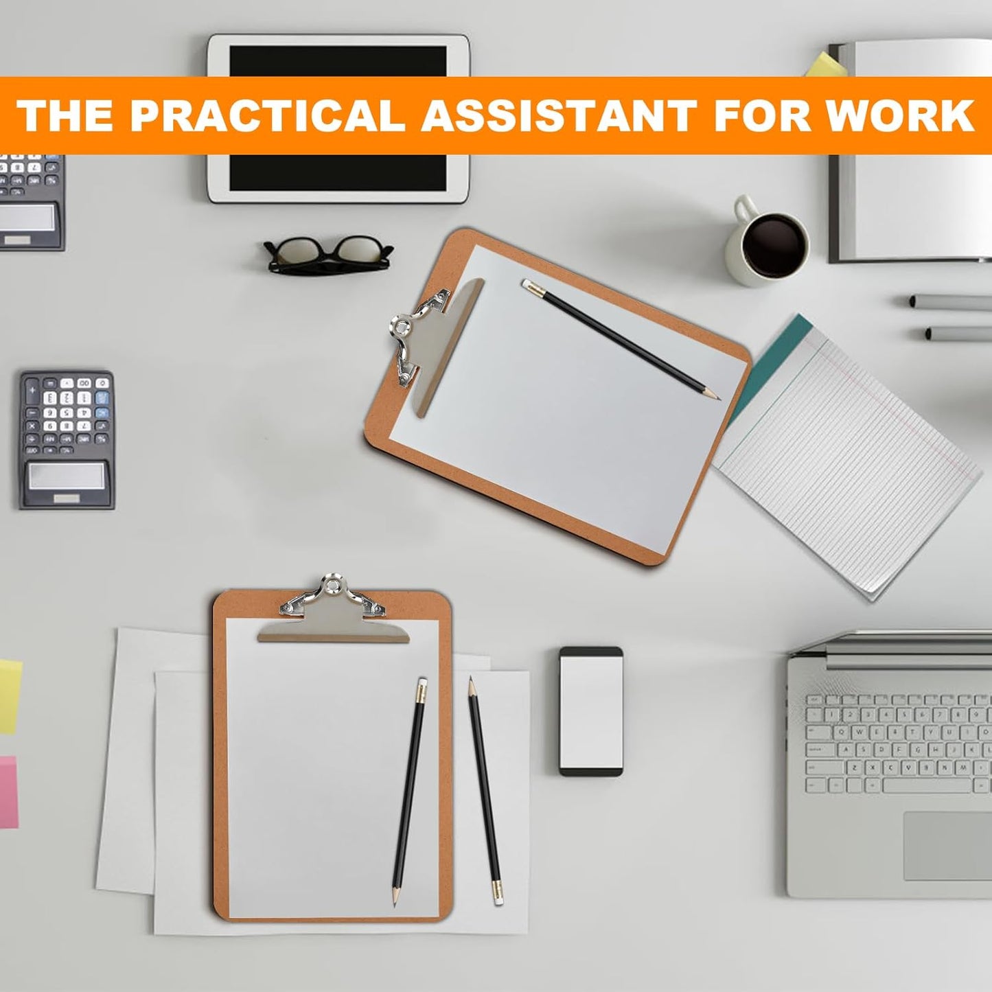 HERKKA 10 Pack Hardboard Office Clipboards - A4 Letter Size, ECO Friendly