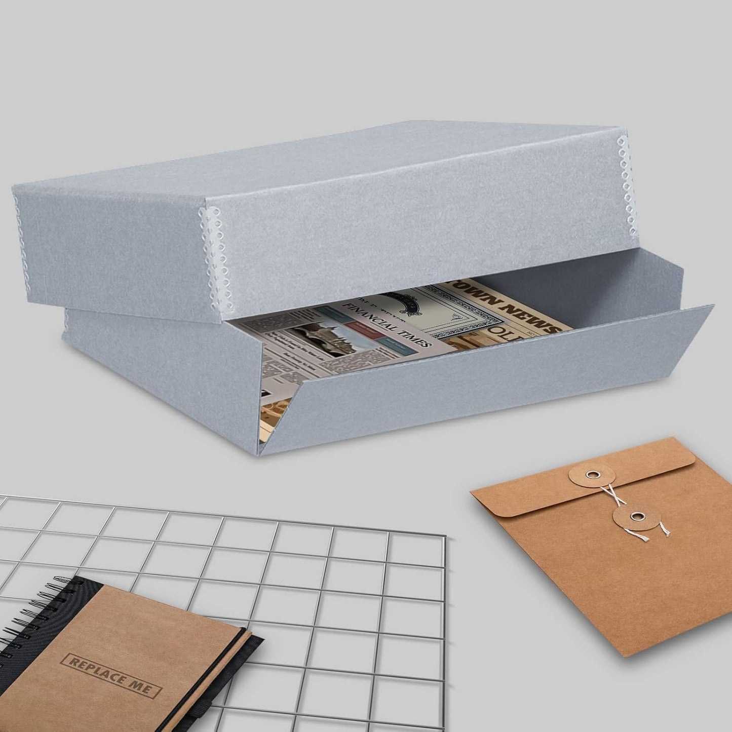 Lineco, Archival Storage Box, Museum Preservation Organizer with Drop Front Design, Acid-Free with Metal Edge, Preserves Picture Longevity, Photos, Documents, Crafts, DIY, 9x12