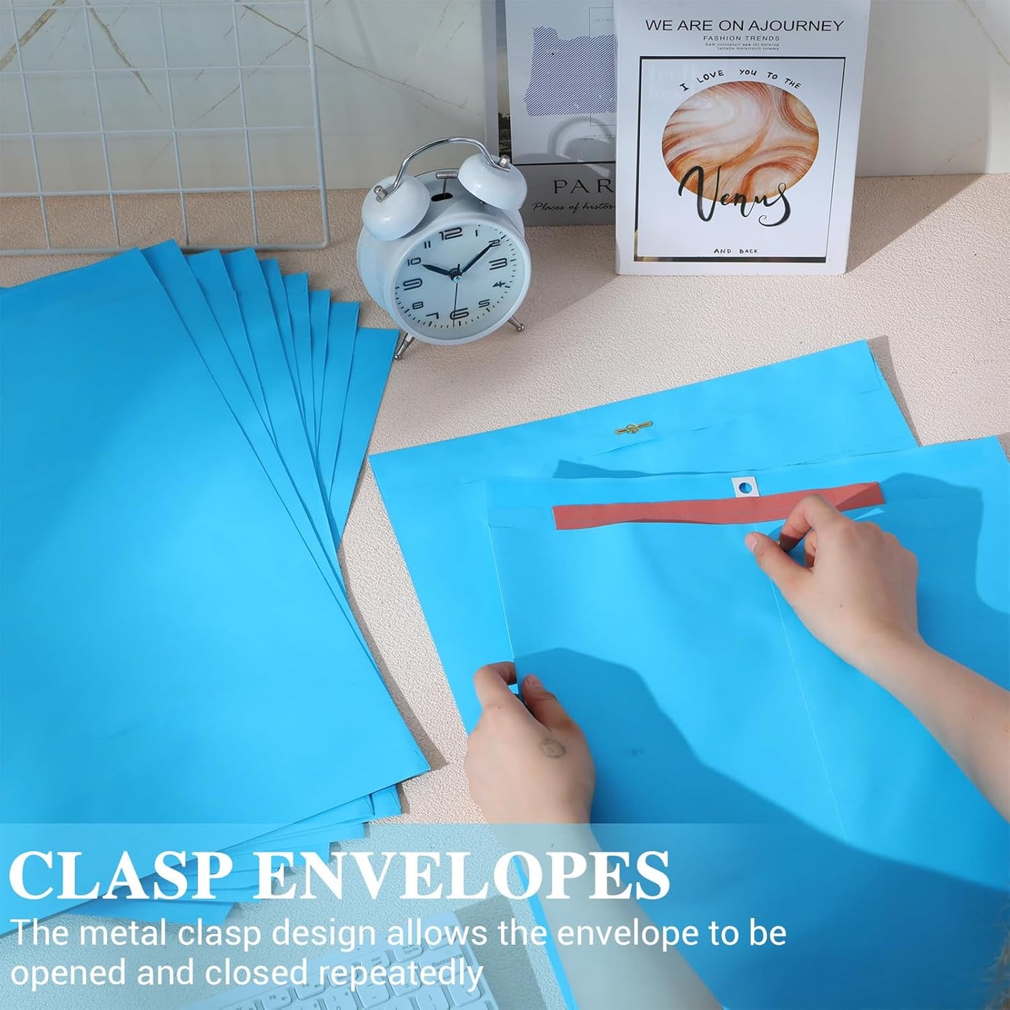 40 Pcs Extra Large Mailing Clasp Envelopes 14 x 18 Inch Jumbo Kraft Catalog Manila Envelope with Clasp Closure for Oversized Big Document Office Home Business School Storing Mailing(Blue)