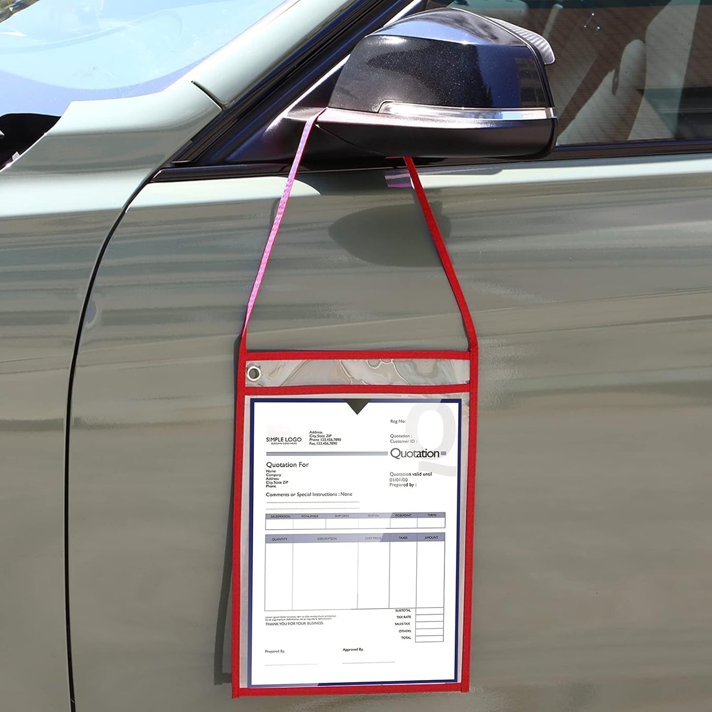 Epakh 30 Pack Office Products Shop Ticket Holders with Hanging Strap 9 x 12 Inches, Dry Erase Pockets, Job Ticket Holders, Both Sides Clear, Welcome to Work Order(Red)