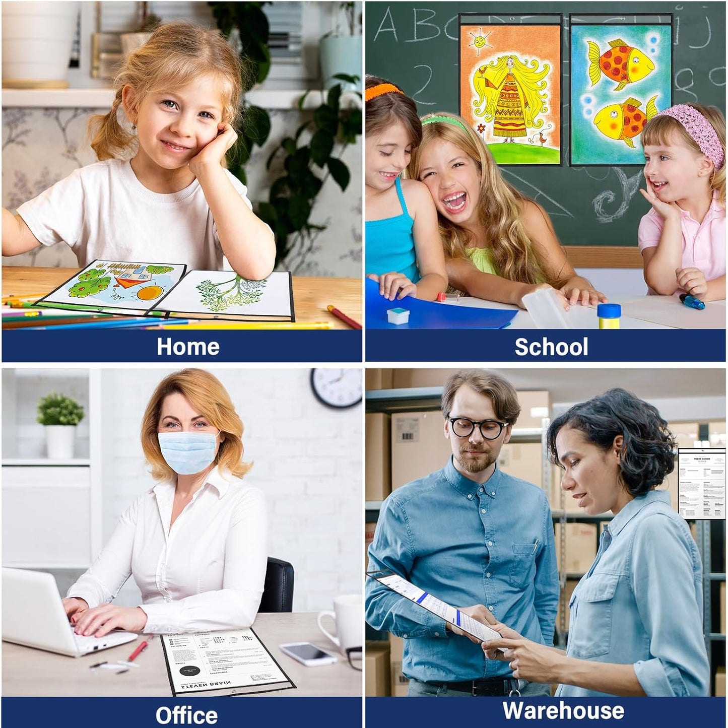 Yunsailing 80 Pack Dry Erase Pockets Job Ticket Holders Black Clear Reusable Dry Erase Shop Order Holder Plastic Ticket Pocket Protector Sleeves for Work Office Organization(12'' X 18.6'',Vertical)