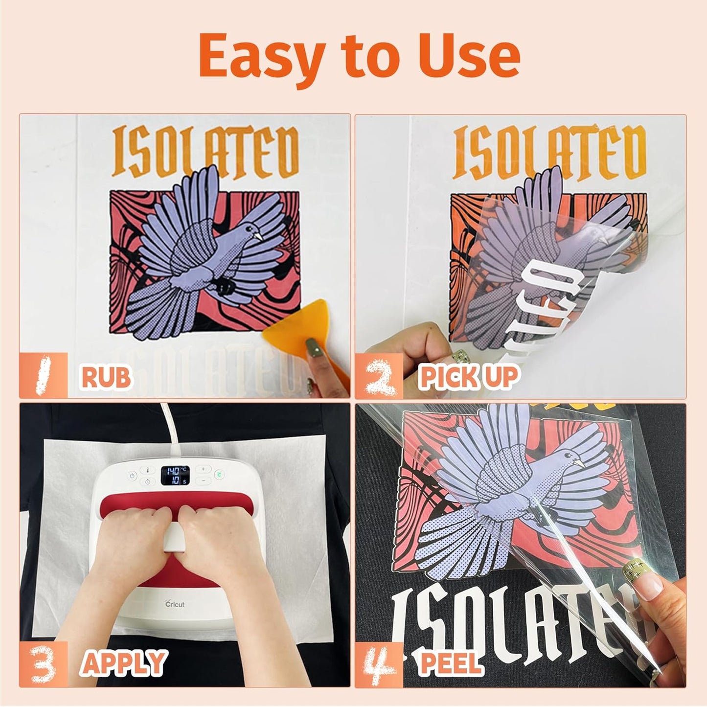 TransOurDream Tru-Iron On Transfer Tape for Inkjet Dark Heat Transfer Paper (20 Sheets, 8.5"x11") Iron On Clear Transfer Tape for Cut & Weeded Printable Heat Transfer Vinyl, Iron on Transfer Mask