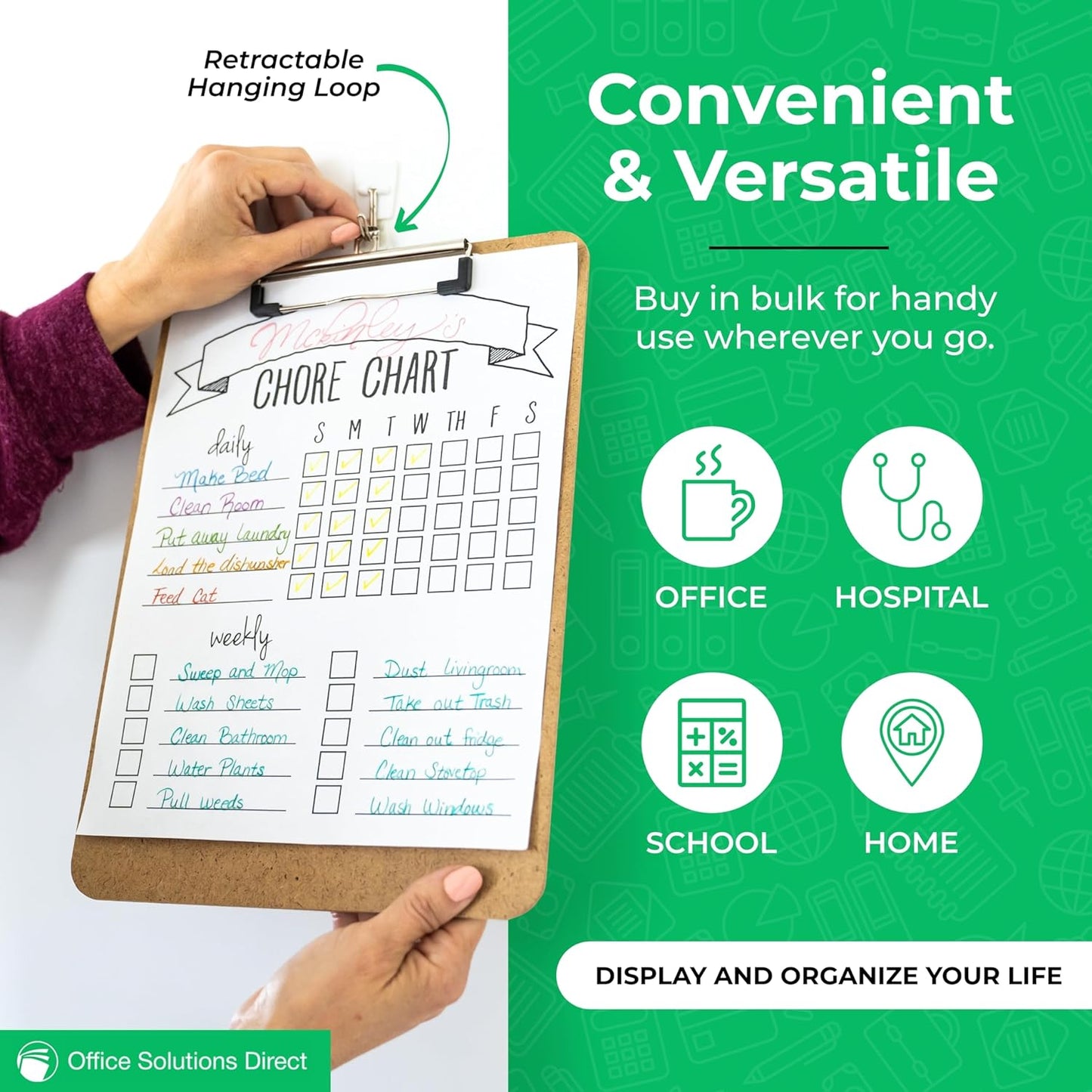 Letter Size Clipboards with Low Profile Clip (Set of 5) - Wood Clipboards Bulk 5 Pack, Heavy Duty Clipboard, Back to School Teacher Classroom Supplies, School Supplies for College Students