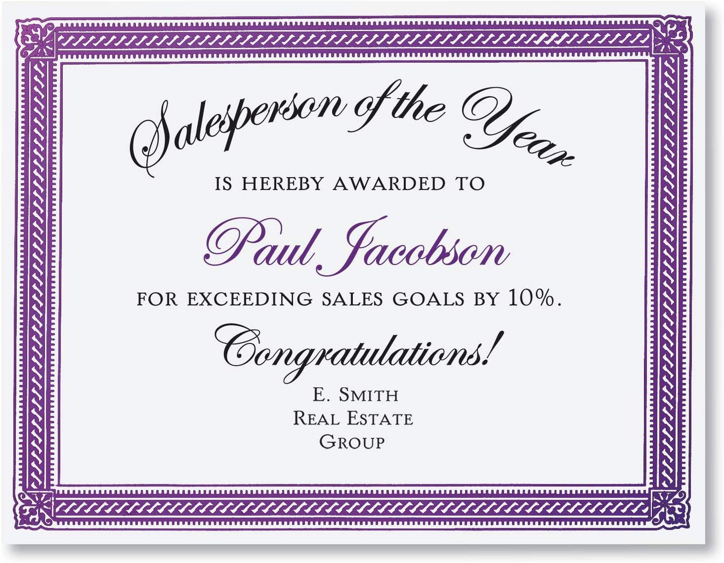 PaperDirect Purple on White Elite Specialty Certificates, 8½ x11, Foil Accents, 50 Count, Certificates And Awards Paper, For School, Work, Diplomas & Award Certificates