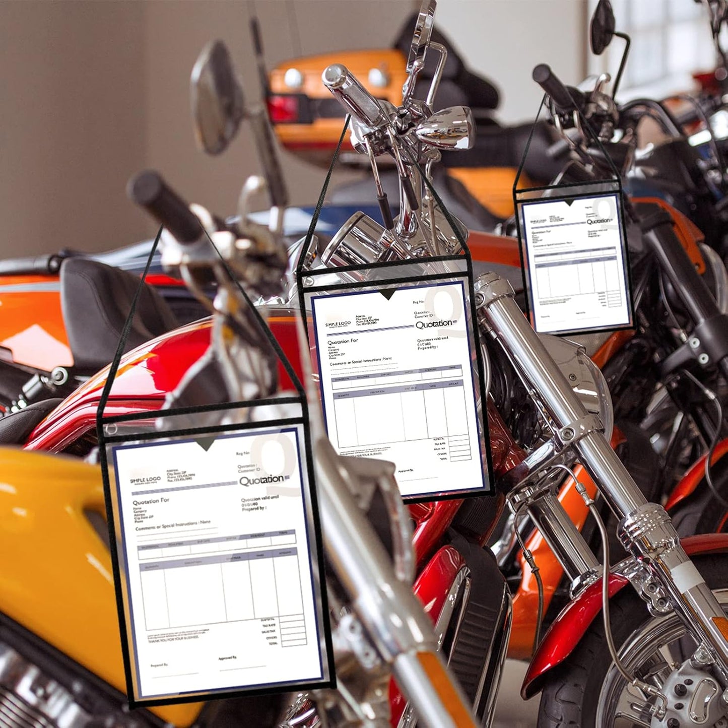 Epakh 30 Pack Office Products Shop Ticket Holders with Hanging Strap 9 x 12 Inches, Dry Erase Pockets, Job Ticket Holders, Both Sides Clear, Welcome to Work Order(Black)