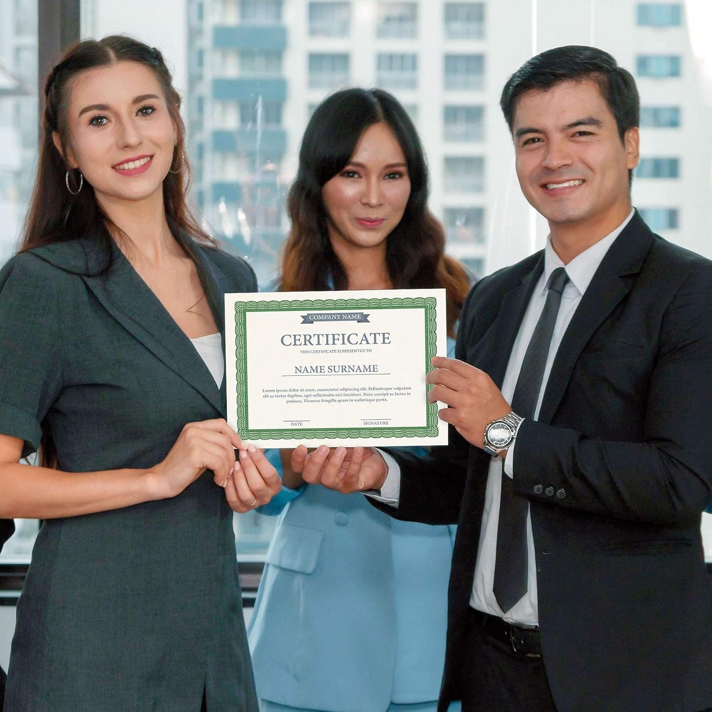 Executive Green & White Parchment Certificate Papers - Pack of 100, Laser & Inkjet Printer Compatible, For Office, Business Awards, Graduation, School Diplomas, 8-1/2" x 11" on 60 lb. Text Stock