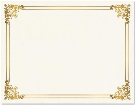 Empire Gold & White Parchment Certificate Papers - Pack of 25, NOT FOIL Laser & Inkjet Printer Compatible, for Office, Business Awards, Graduation, School Diplomas, 8-1/2" x 11" on 60 lb. Text Stock