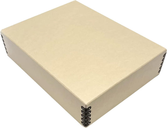 Lineco Museum Archival Storage Box, 9.75x12.75x3 in. Drop Front Design. Acid-Free with Metal Edge. Organize Photos, Pictures, Prints, Documents, Crafts, DIY. Tan, 1 Pack
