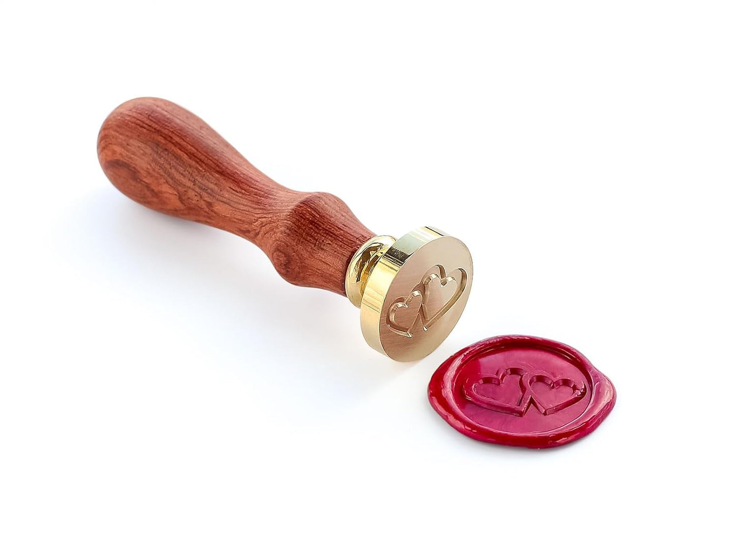 Wax Sealing Stamper, VOOSEYHOME Two Intertwined Hearts Seal Stamp with Rosewood Handle, Decorating on Holiday Cards Invitations Sealers Packings Letters for Birthday Themed Parties Weddings Signatures