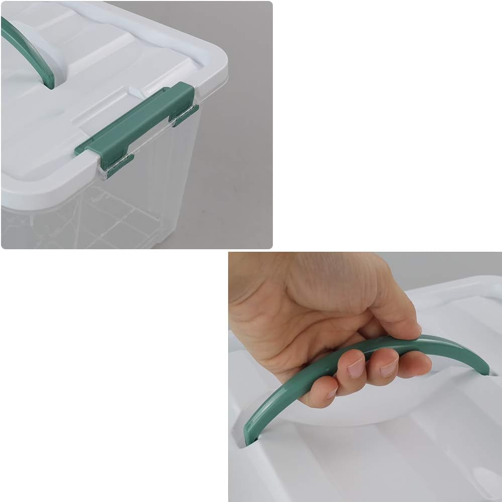 Gloreen 14 Quart Clear Storage Bins with Lid and Handle, Multipurpose Stackable Plastic Storage Latches Box/Containers