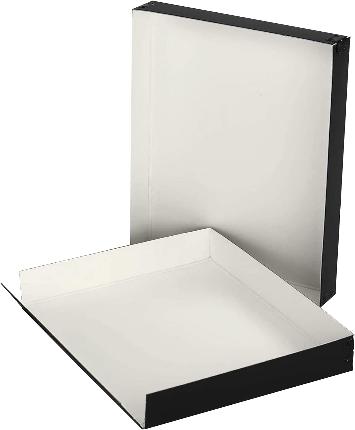 Lineco Museum Archival Storage Box, 8.75x10.75x1.5 in. Drop Front Design. Acid-Free with Metal Edge. Organize Photos, Pictures, Prints, Documents, Crafts, DIY. Black, 2 Pack