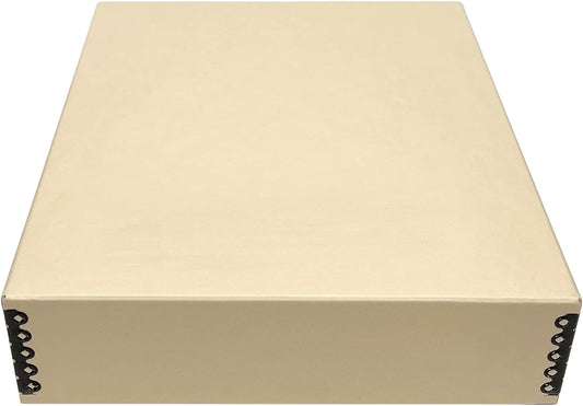 Golden State Art, Archival Storage Box, Acid-Free Drop Front Museum Box with Metal Edge for Storing Artwork Photos Documents Prints Arts And Crafts (Tan-11.75x15.25x3 Inches)