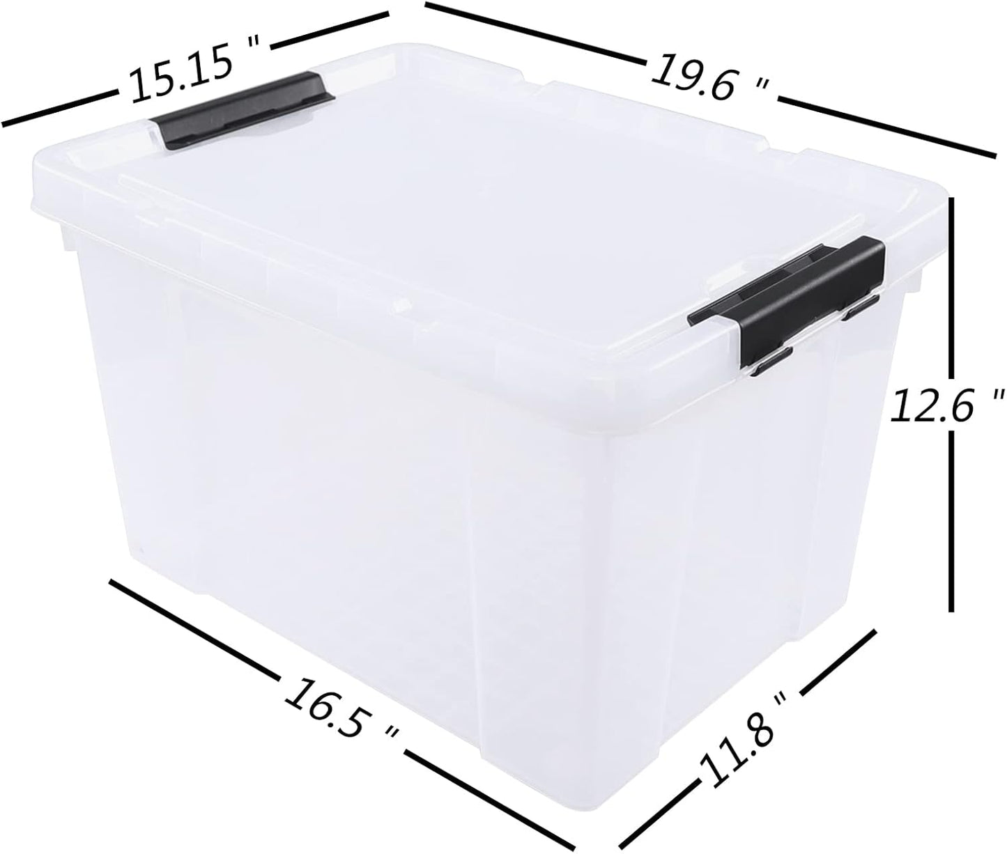 50 Quart Clear Storage Containers with Lid/Wheels, Large Rolling Stackable Box, 4 Packs