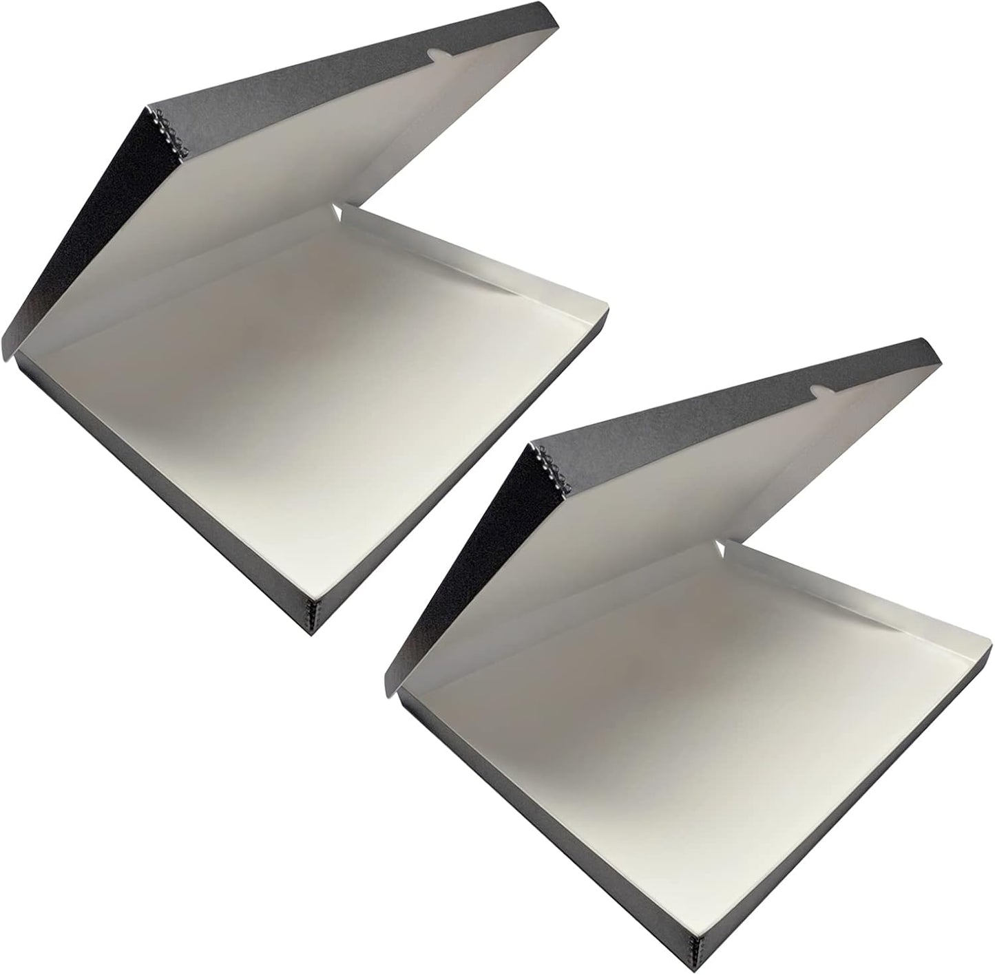 Lineco Folio Storage Box, Clamshell Design with Metal Edge. 11.5x14.5x1.75 Inches, Archival Boxboard, Preserve Photos, Cards, Magazines, Documents, Art, Ephemera, Family Records, Gray, Pack of 2