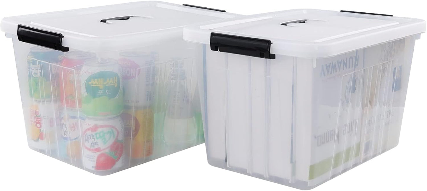 Wekioger 22 Quart Plastic Container Box with Lid, Set of 4 Latching Storage Bin with Handle, Clear