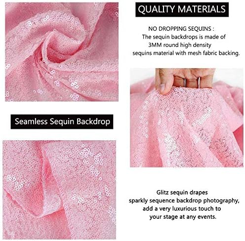 Eternal Beauty Pink Sequin Backdrop, 5x7 Ft Glitter Background Curtains for Shimmer Photography Party Wedding Birthday Back Drop Decor