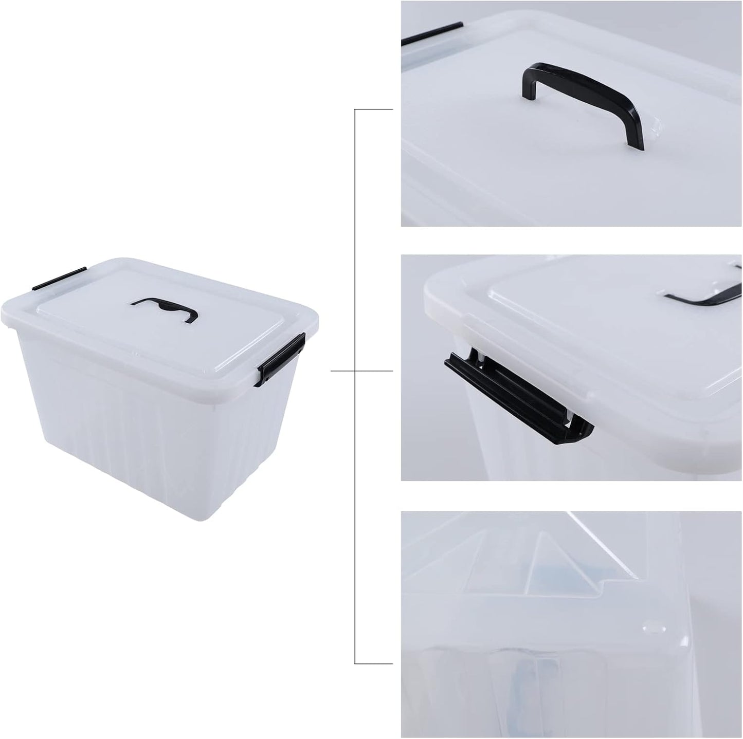 Farmoon 20 Quart Clear Latching Storage Bin with Handle, 4 Packs Plastic Storage Boxes