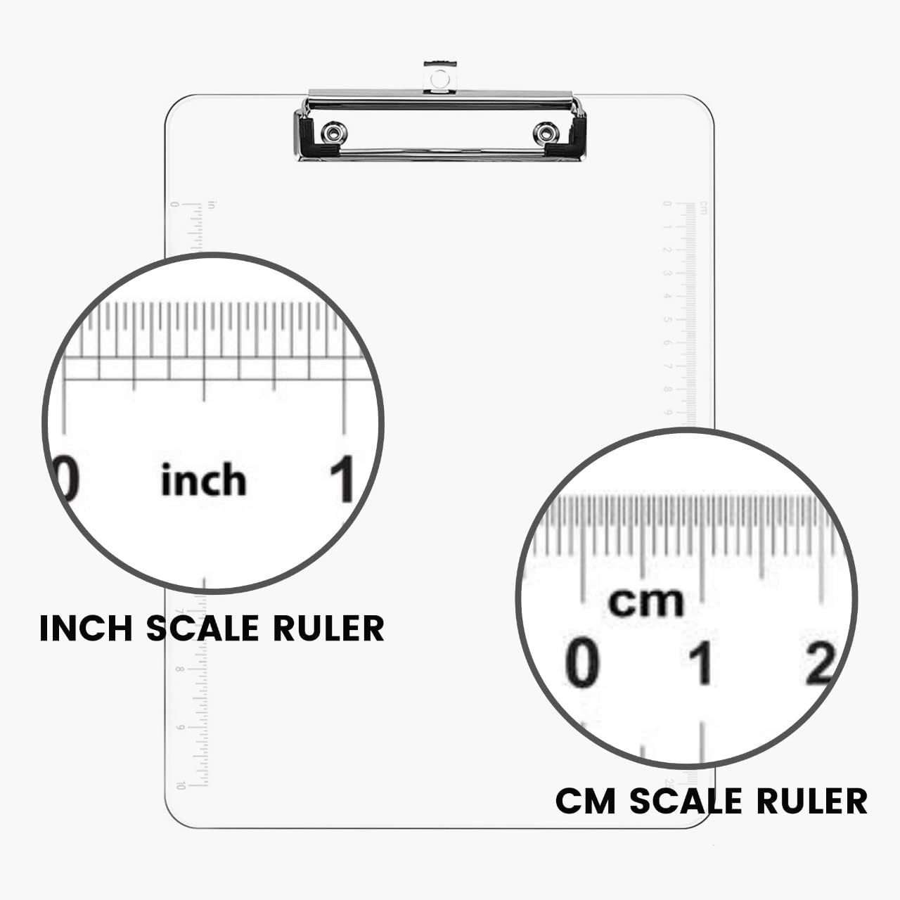 PERFORMORE Clear Acrylic Clipboards 6-Pack | 12” x 9” Letter-Size Writing Boards | Durable Transparent Plastic with Silver Low-Profile Clips | Ideal for Office, School, Events, and Seminars