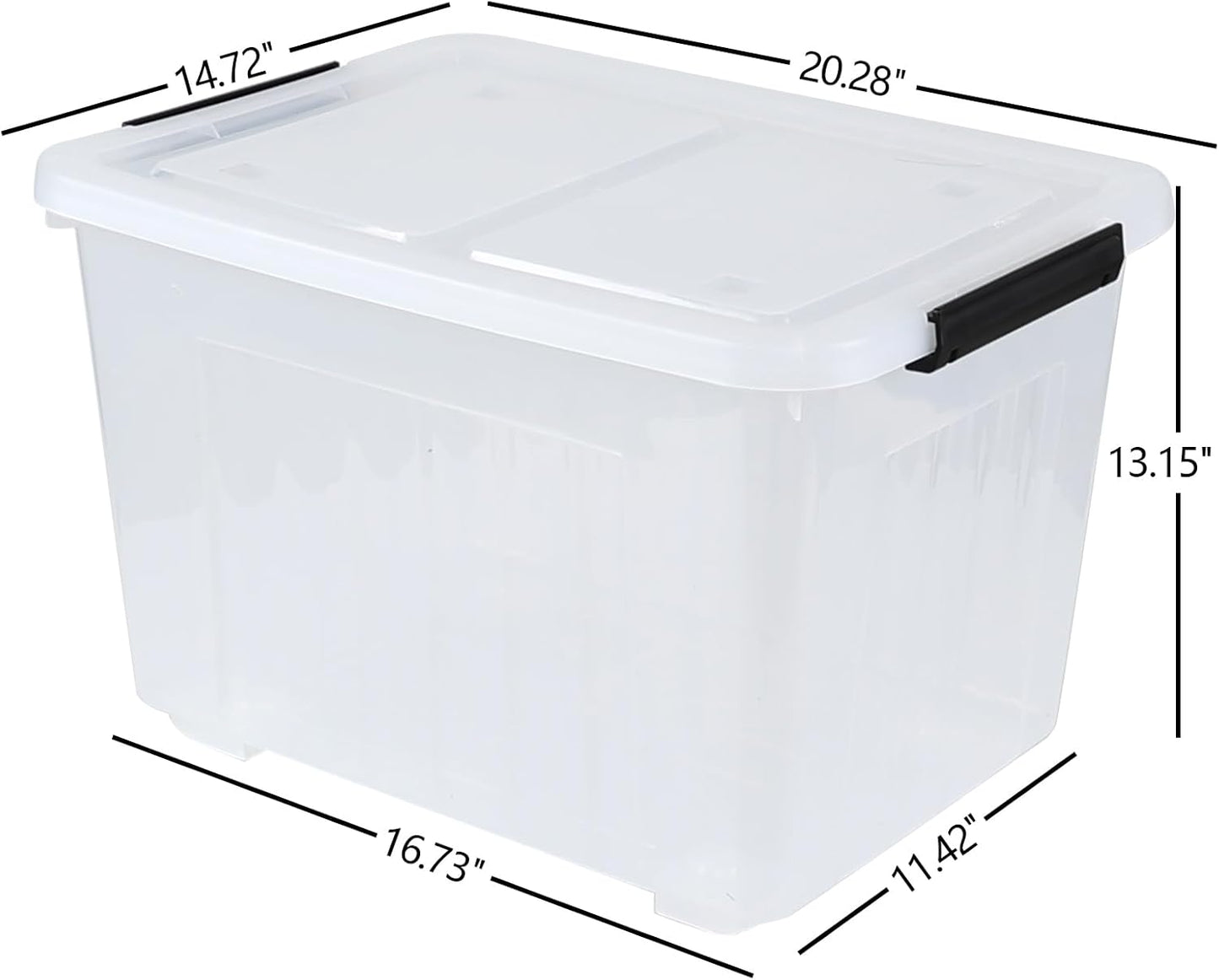 Wekioger 50 Quart Clear Latching Box with Wheels, 4 Packs Plastic Lidded Storage Bin