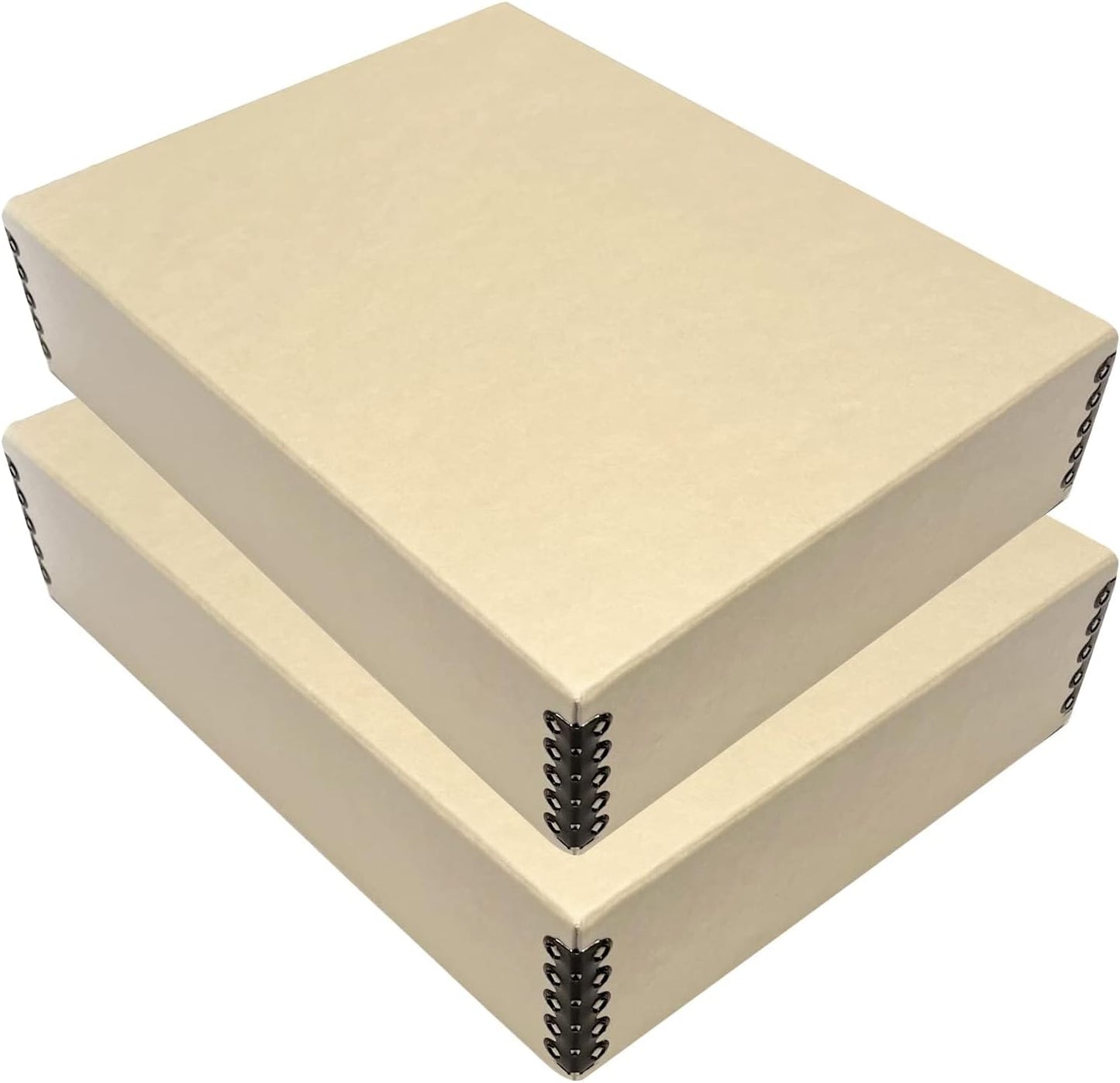 Lineco, 9x12 Tan Color Museum Archival Storage Box, Drop Front Design. Acid-Free with Metal Edge. Preserves Picture Longevity, organize Photos, Documents, Crafts, Diy, Pack of 2