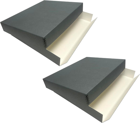 Lineco Museum Archival Storage Box, 16.75x20.75x3 in. Drop Front Design. Acid-Free with Metal Edge. Organize Photos, Pictures, Prints, Documents, Crafts, DIY. Gray, 2 Pack