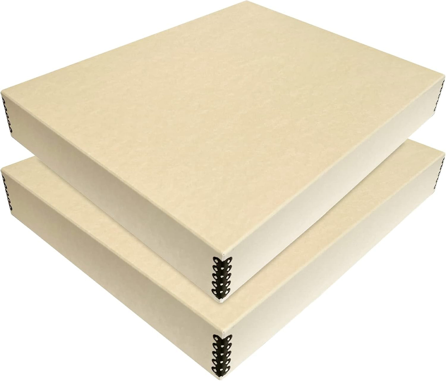 Lineco Museum Archival Storage Box, 17.75x22.75x3 in. Drop Front Design. Acid-Free with Metal Edge. Organize Photos, Pictures, Prints, Documents, Crafts, DIY. Tan, 2 Pack