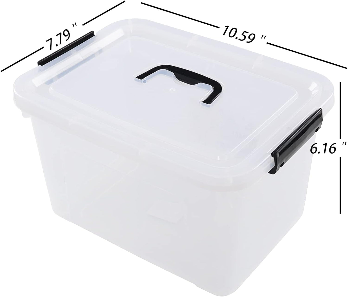 5 Liter Clear Storage Box, 4-Pack Plastic Latching Box with Lid