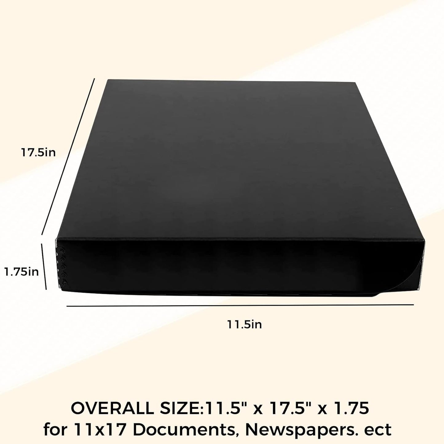 Golden State Art, Archival Folio Storage Box 11x17, Clamshell Design with Metal Edge, Preserve And Store Photos Documents Cards Prints Arts Crafts DIY, Black