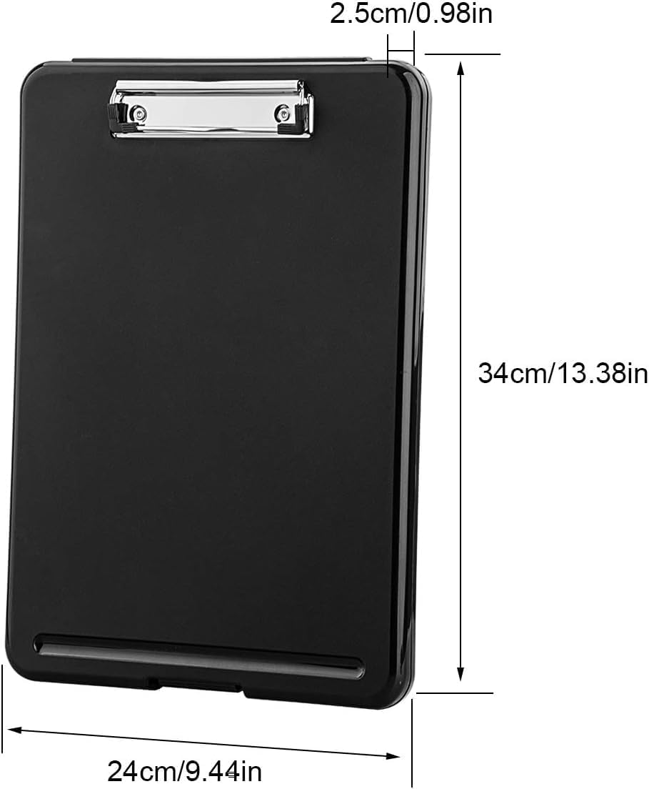 ZCZN Plastic A4 Form Storage Box Case, Clipboard Case, Bulk clipboard Set Suitable for School, Utility, Industrial Office, Medical Personnel, Black, 12 Pack