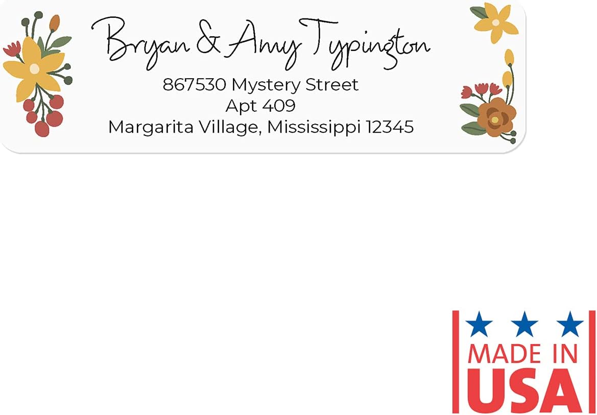 Retro Floral Rolled Address Labels/Roll of 250 Personalized Return Address Labels/Designer Return Address Stickers in Elegant Plastic Dispenser