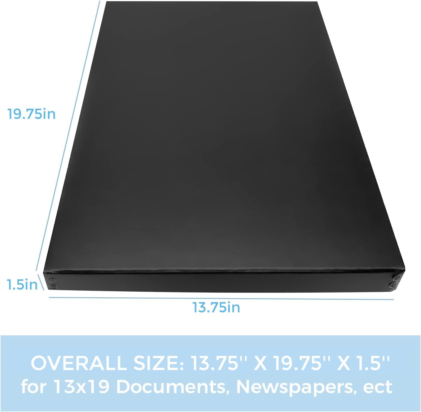 Lineco Museum Archival Storage Box, 13.75x19.75x1.5 in. Drop Front Design. Acid-Free with Metal Edge. Organize Photos, Pictures, Prints, Documents, Crafts, DIY. Black, 1 Pack