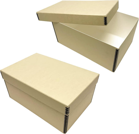 Lineco Archival Photo Storage Box, Holds up to 1100 of 5x7 Pictures, 4x6 Photograph Container with Removable Lid. Preserve Snapshot, Negatives, Prints, Films, Card, 5"x7"x12", Tan, 2 Pack