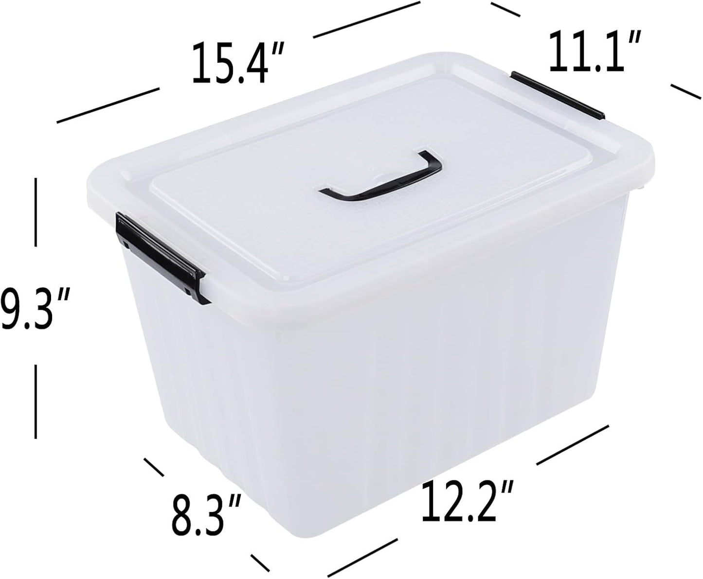 Wekioger 22 Quart Plastic Container Box with Lid, Set of 4 Latching Storage Bin with Handle, Clear