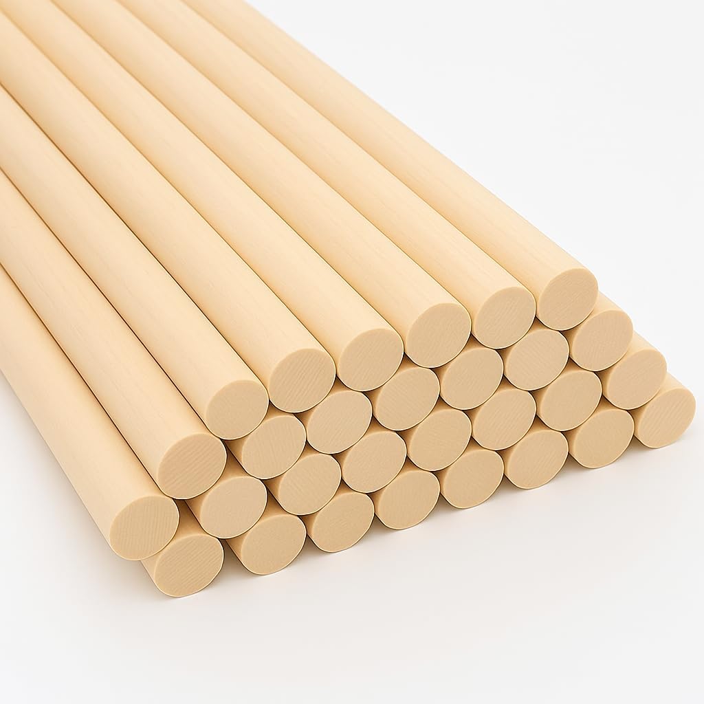 ALBO Wooden Dowel Rods 100 PCS 1/4" x 6" Inch Round Wood Sticks for Crafts, DIY Projects and Macrame Hardwood Assorted Bouquet Sticks Cake Dowels for Tiered Cakes