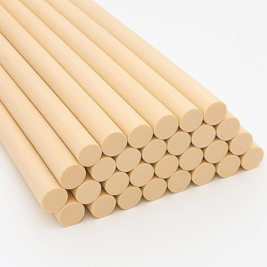 ALBO Wooden Dowel Rods 100 PCS 1/4" x 6" Inch Round Wood Sticks for Crafts, DIY Projects and Macrame Hardwood Assorted Bouquet Sticks Cake Dowels for Tiered Cakes