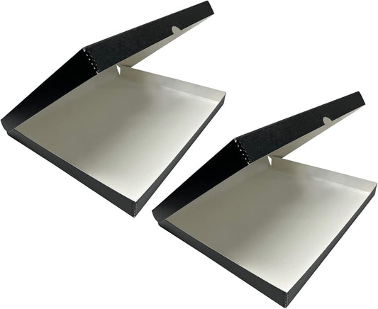 Lineco, Archival Folio Storage Box. Acid-Free, Metal Edge Boxboard, Clamshell Lid. 16 x 20 x 1.75 Inches. Preserves and Organize, Stores Photos, Documents, Craft, Prints, DIY. Black, Pack of 2