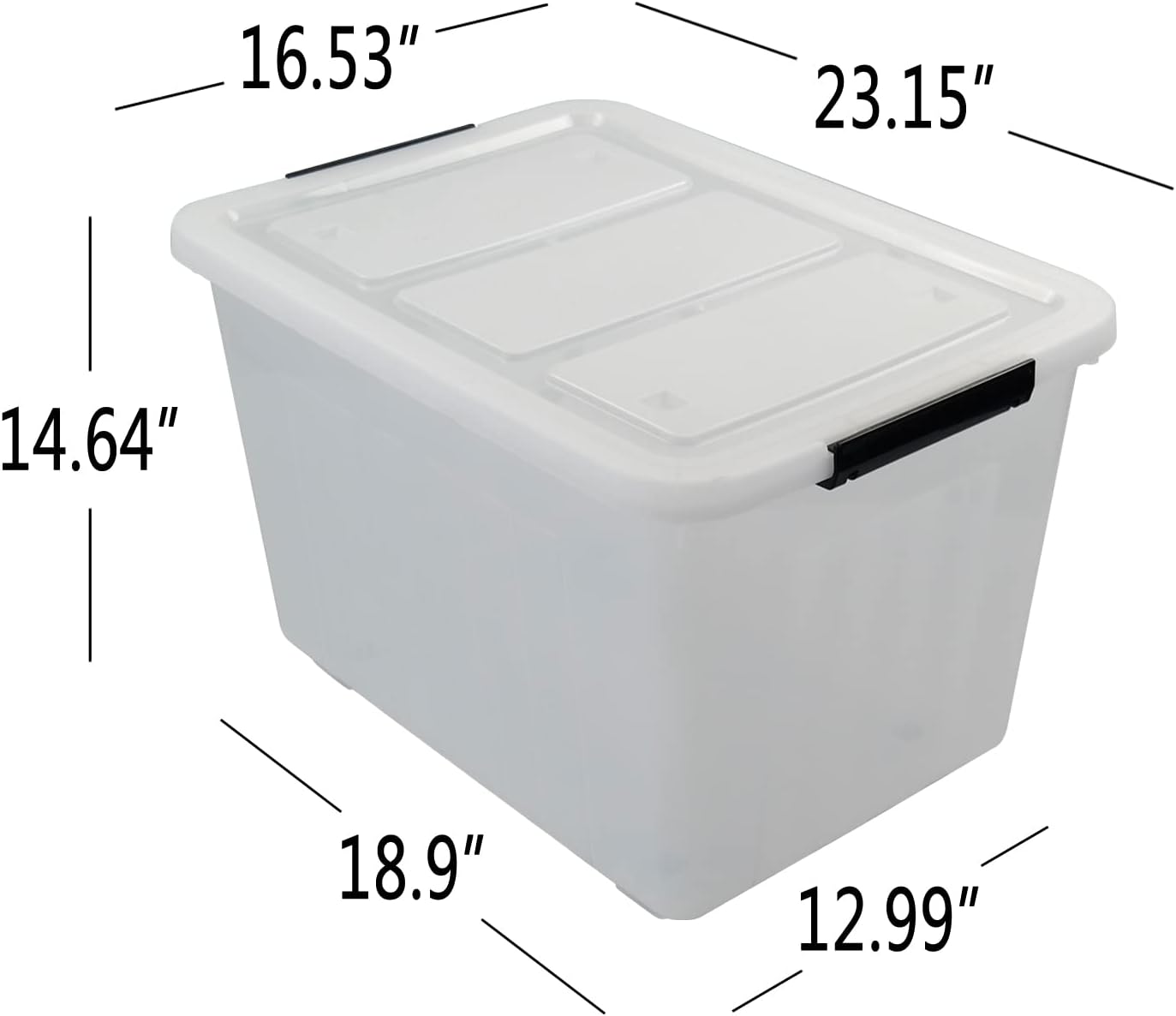 Wekioger 70 Quart Large Lidded Storage Bin, 4 Packs, Plastic Storage Container with Wheels, Latching Storage Box