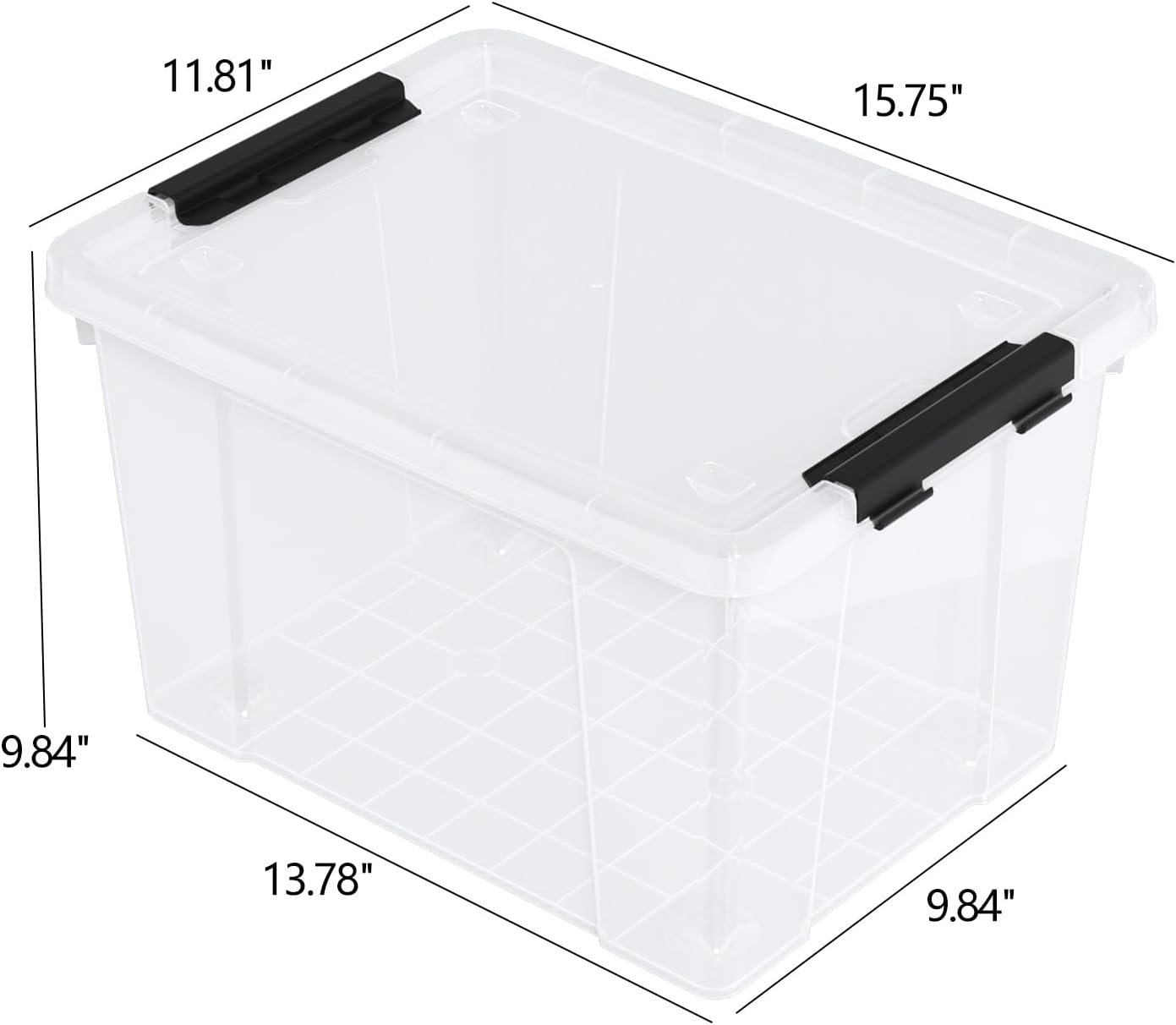 22 Quart Stackable Plastic Storage Bins with Lids and Latching Buckles, 4 Pack Tubs Boxes Organizing, Clear