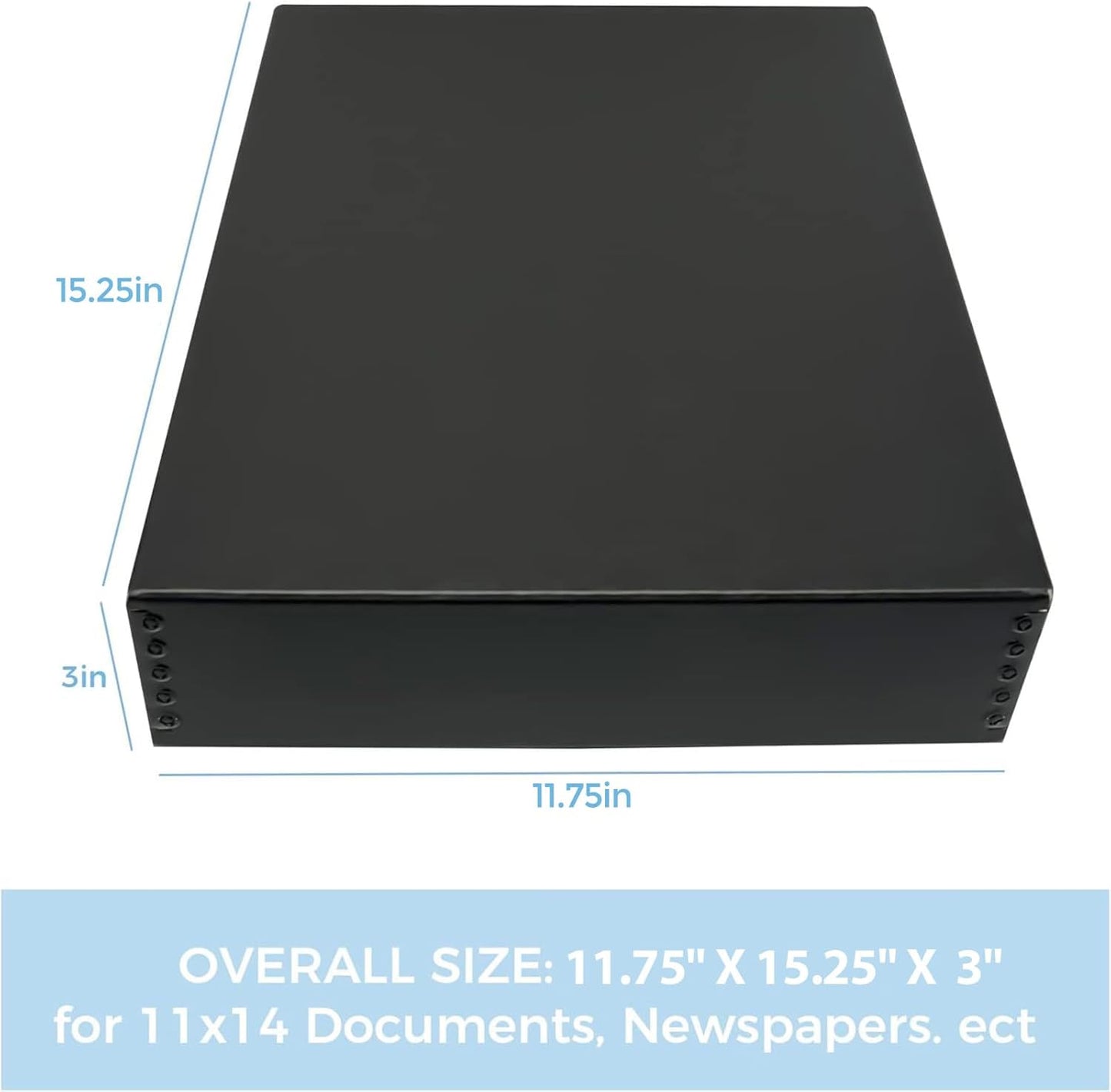 Lineco, 11x14 Black Museum Archival Storage Box, Drop Front Design, 11.75x15.25x3 in, Acid-Free with Metal Edge, Preserves Picture Longevity, Organize Photos Documents, Crafts, DIY, 2 Pack