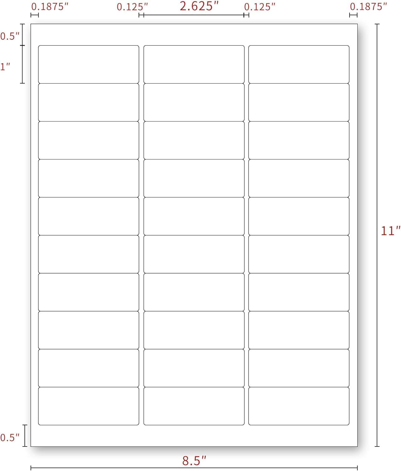 Address Labels for Printer 7500 Labels - 1" x 2-5/8", Mailing, Storage & Pantry Organization, Laser/Inkjet Compatible, 30 Per Page, 250 Sheets
