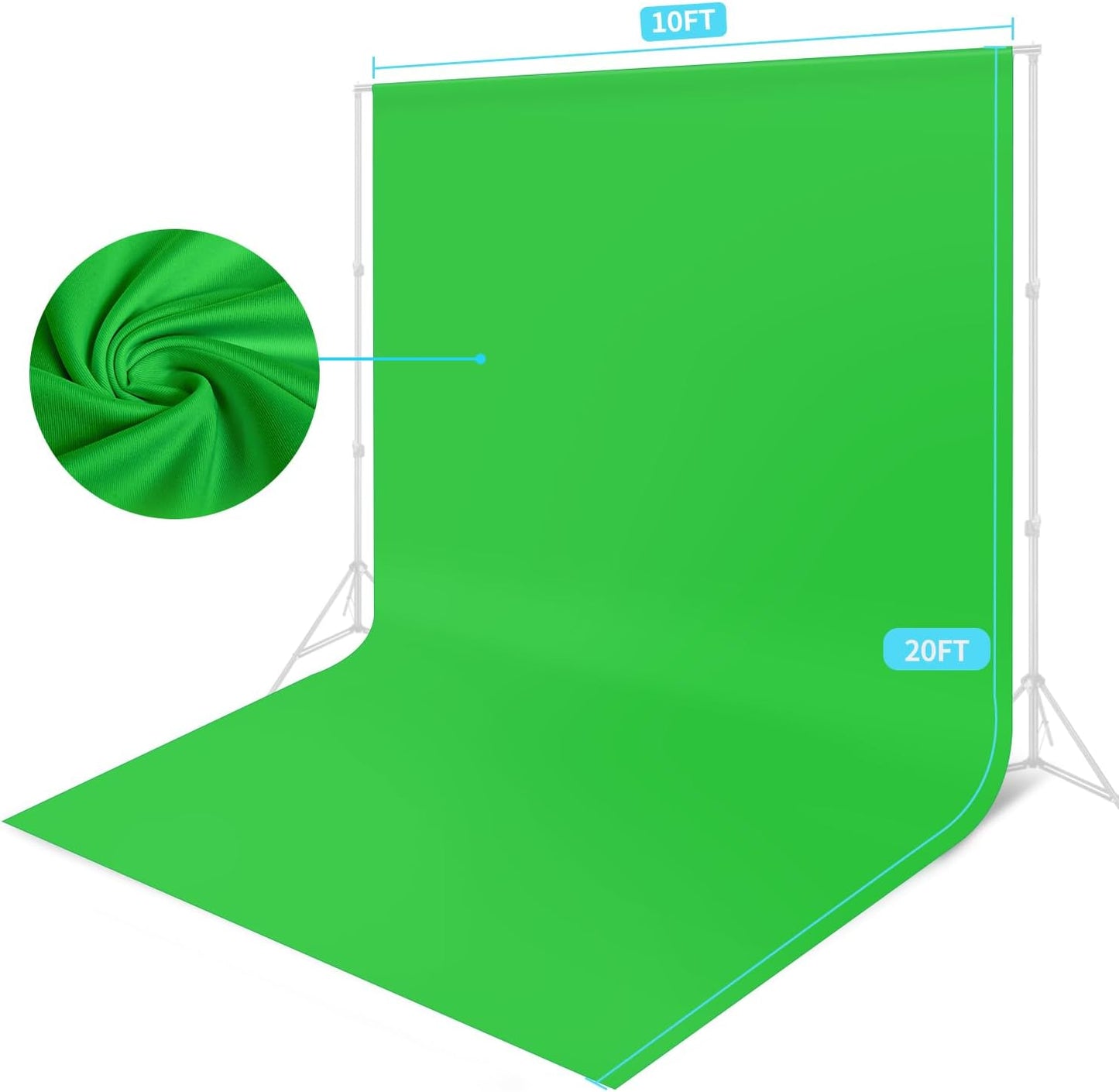 10 x 20 ft Green Backdrop Background Green Screen Green Backdrop for Photography Video Recording Picture Shooting high Density Polyester Fabric Pure Recording Parties Curtain