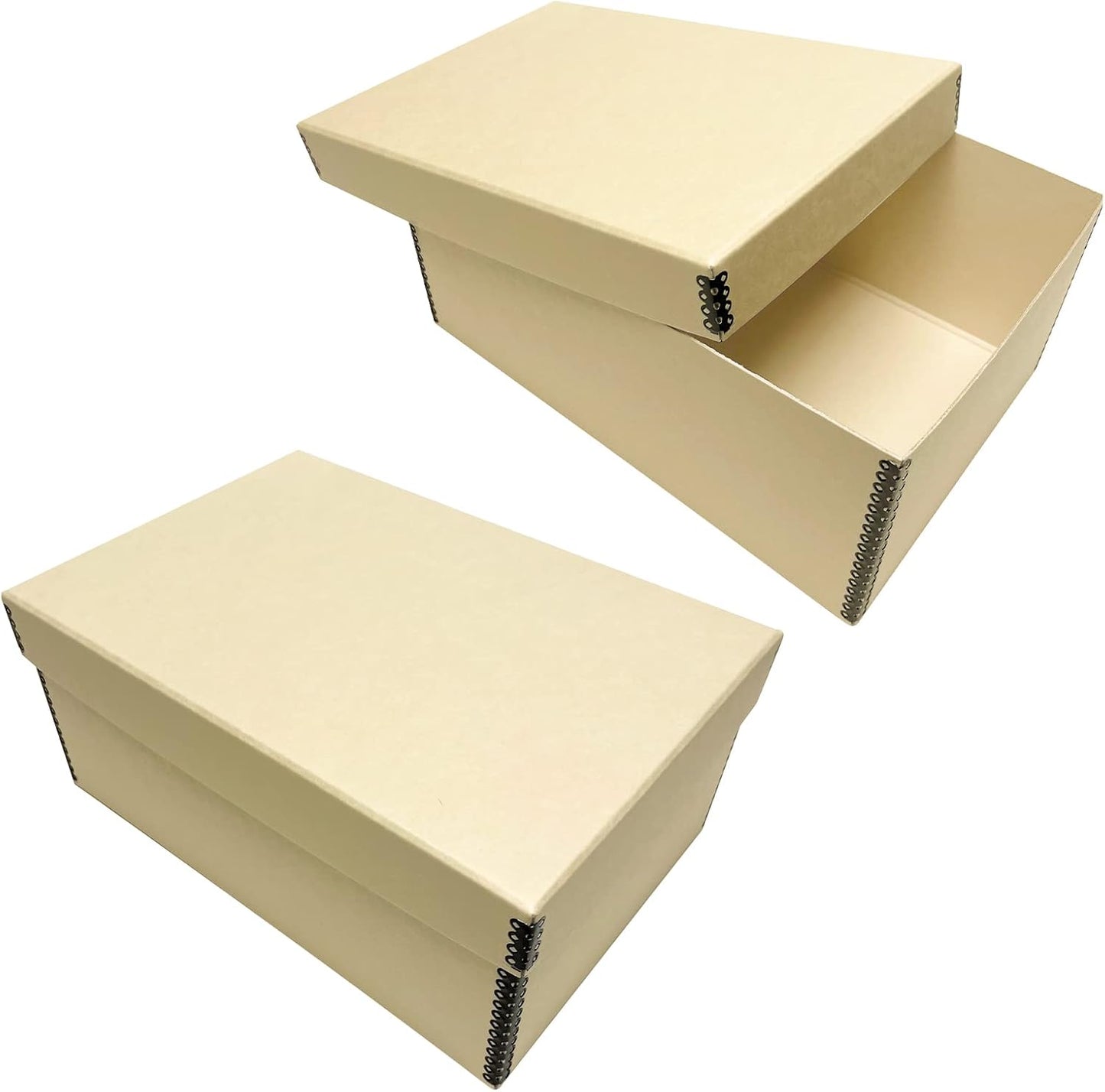 Lineco Photo Card Box, Museum-Quality Archival Storage, Acid-Free with Removable Lid, Bulk Storage for Negatives, Prints, Films, Photos, Snapshot, 5x8x12 Inches, Tan, 2 Pack