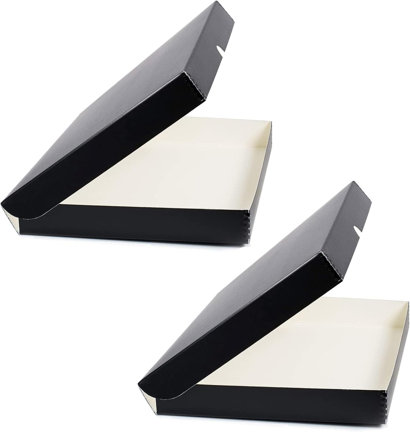 Lineco Folio Storage Box, Clamshell Design with Metal Edge. 11.5x17.5x1.75 Inches, Archival Boxboard, Preserve Photos, Cards, Magazines, Documents, Art, Ephemera, Family Records, Black, Pack of 2