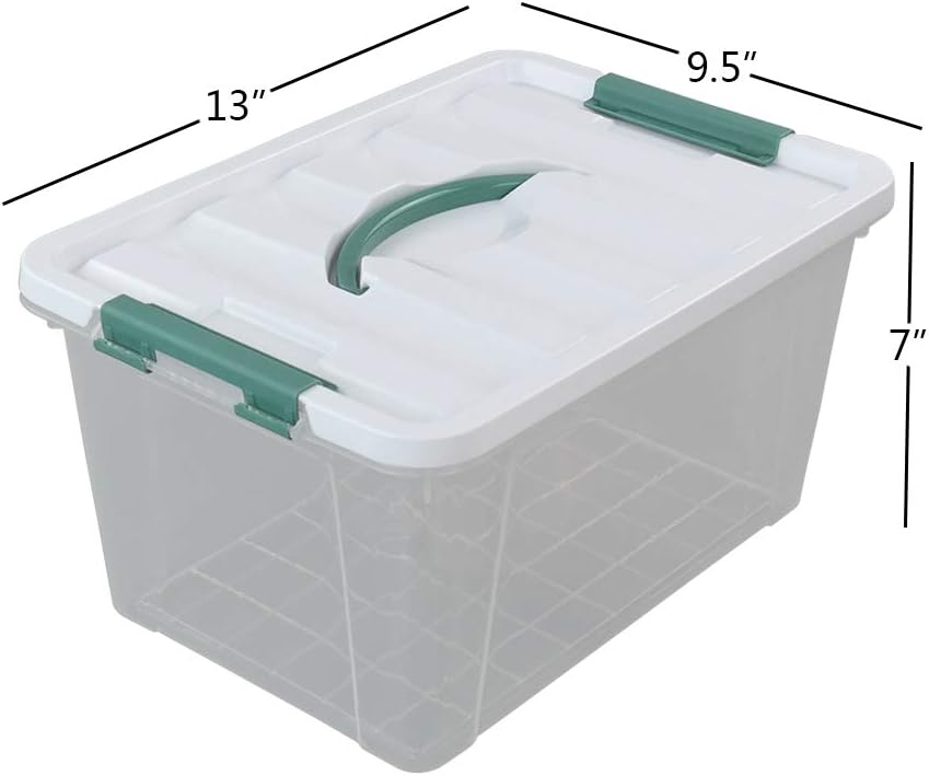 Gloreen 14 Quart Clear Storage Bins with Lid and Handle, Multipurpose Stackable Plastic Storage Latches Box/Containers