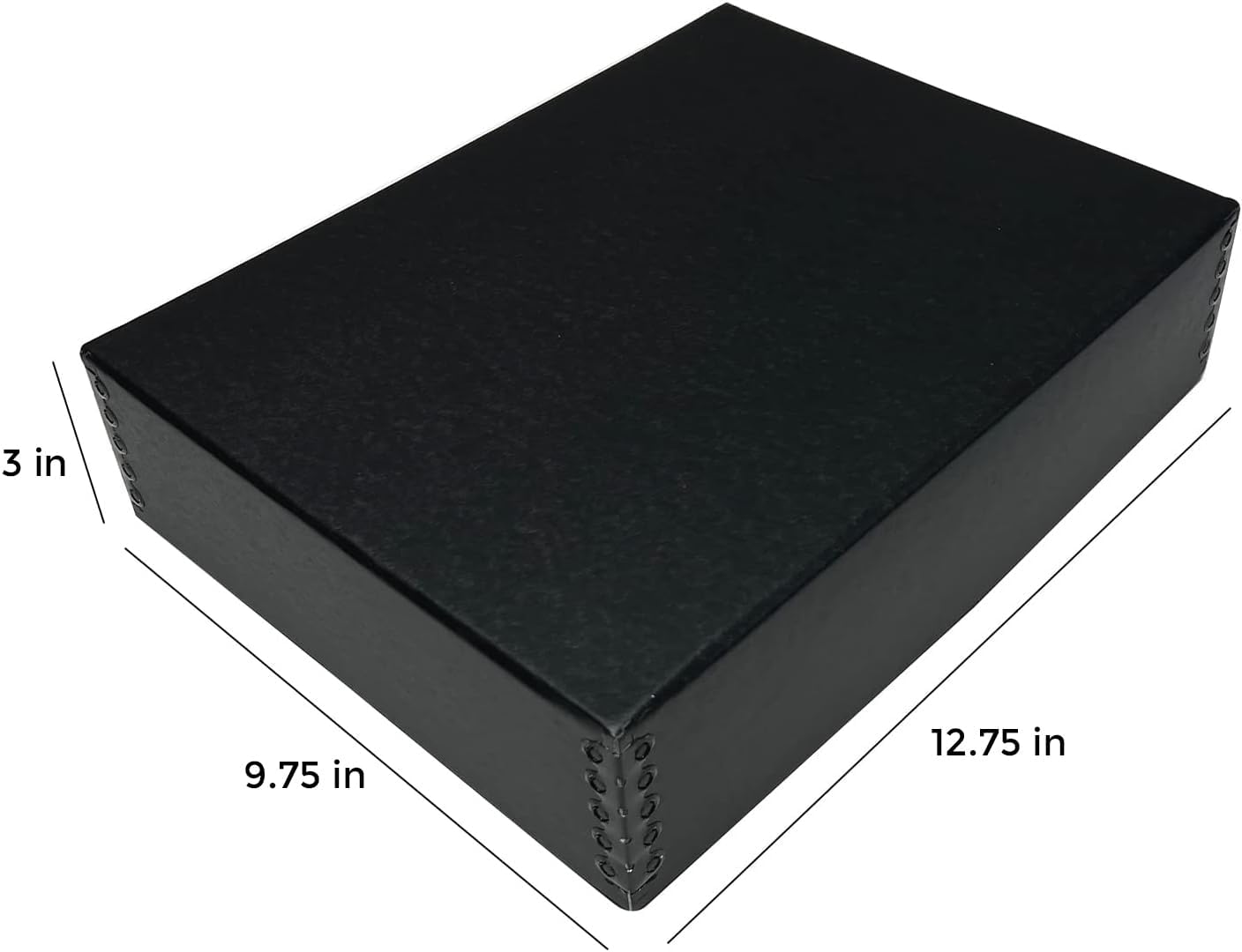 Lineco Museum Archival Storage Box, 9.75x12.75x3 in. Drop Front Design. Acid-Free with Metal Edge. Organize Photos, Pictures, Prints, Documents, Crafts, DIY. Black, 2 Pack